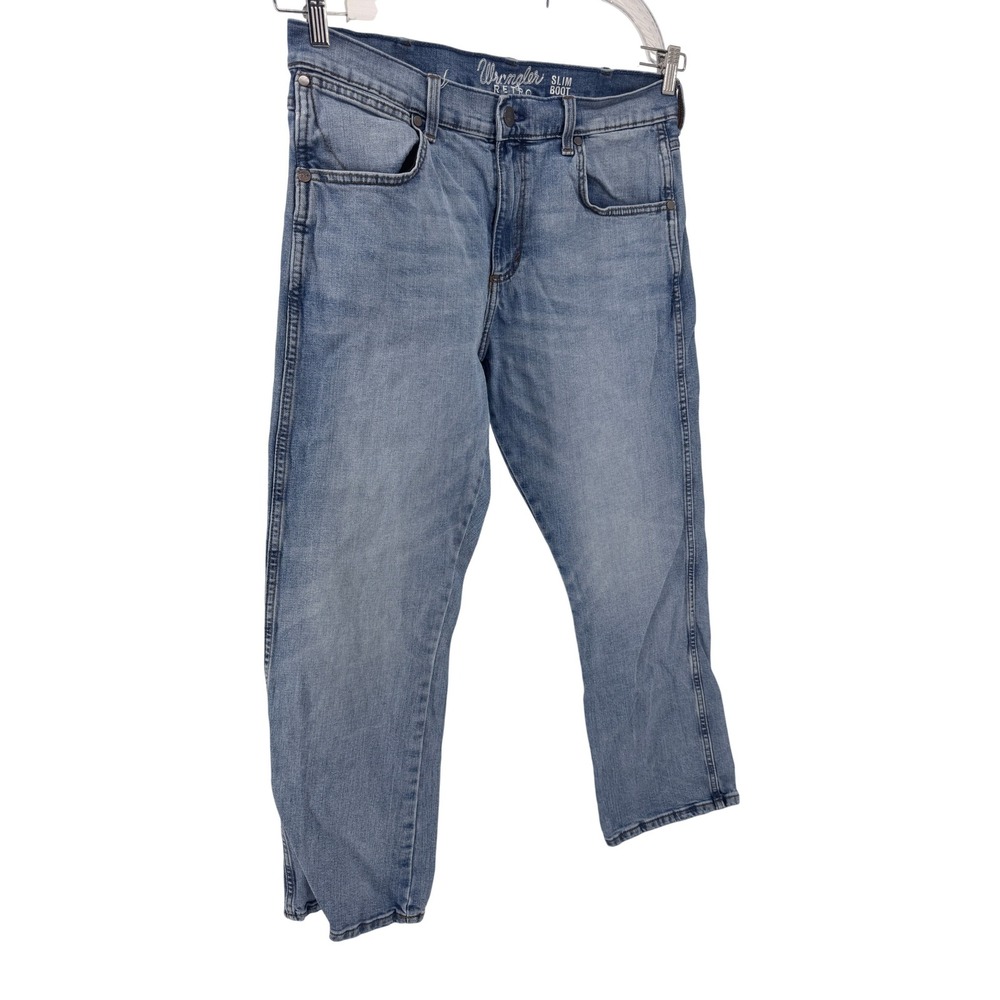 Wrangler Retro Slim Boot Cut Jeans 34x29 Mens Light Wash Denim Cowboy Western